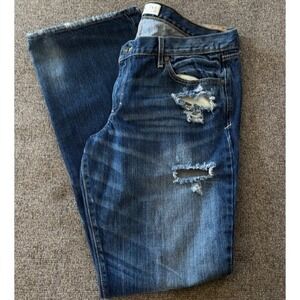 Abercrombie & Fitch Distressed Bootcut Jeans Size 12R Medium Wash Denim W31 L33